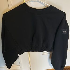 Alo black cropped crewneck; womens s